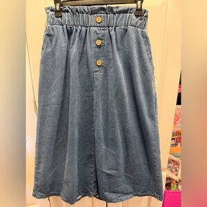 SHEIN Blue Denim Skirt with Ruched Detail